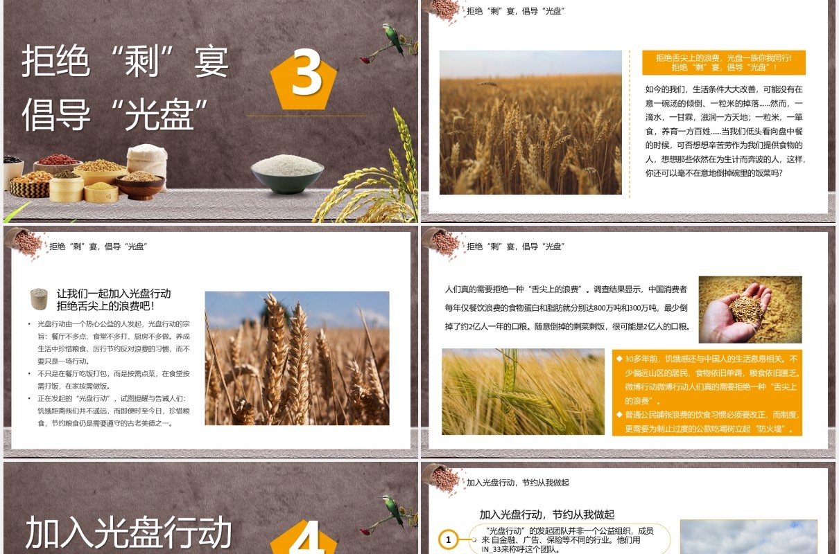 简约节约珍惜粮食人人有责PPT模板