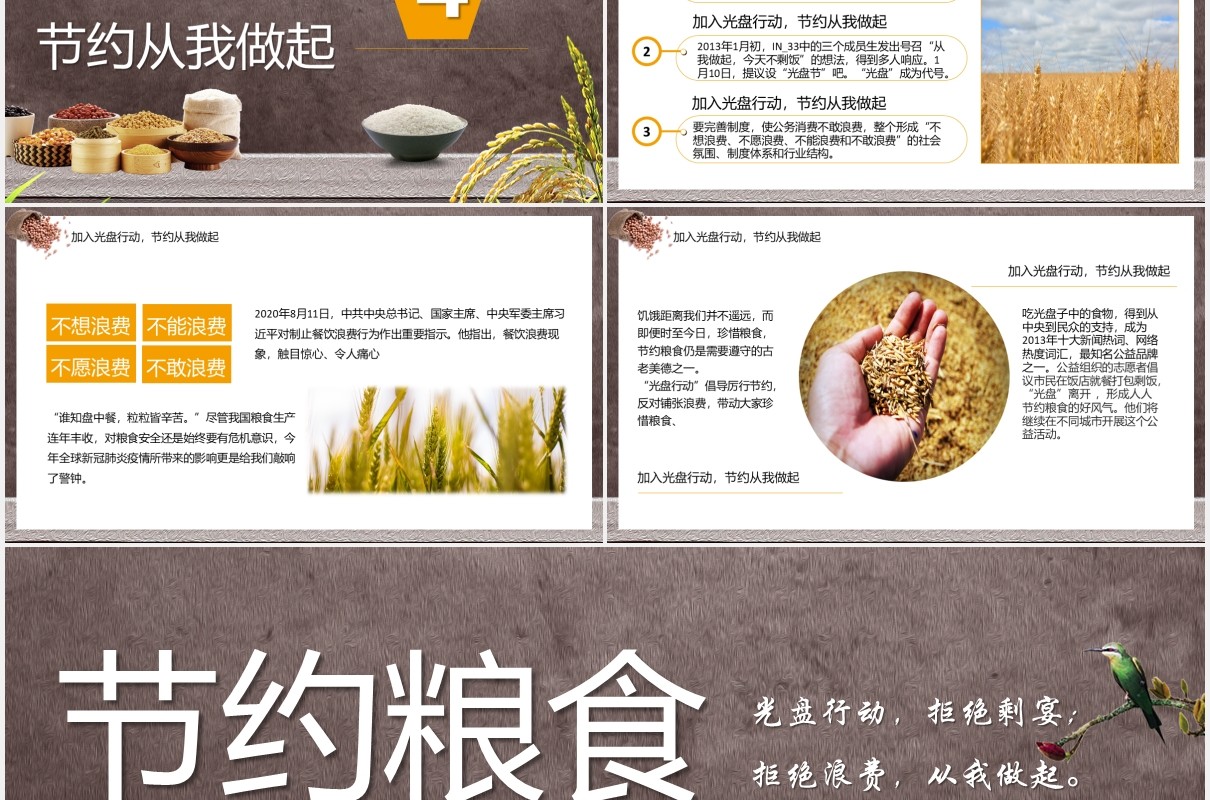 简约节约珍惜粮食人人有责PPT模板