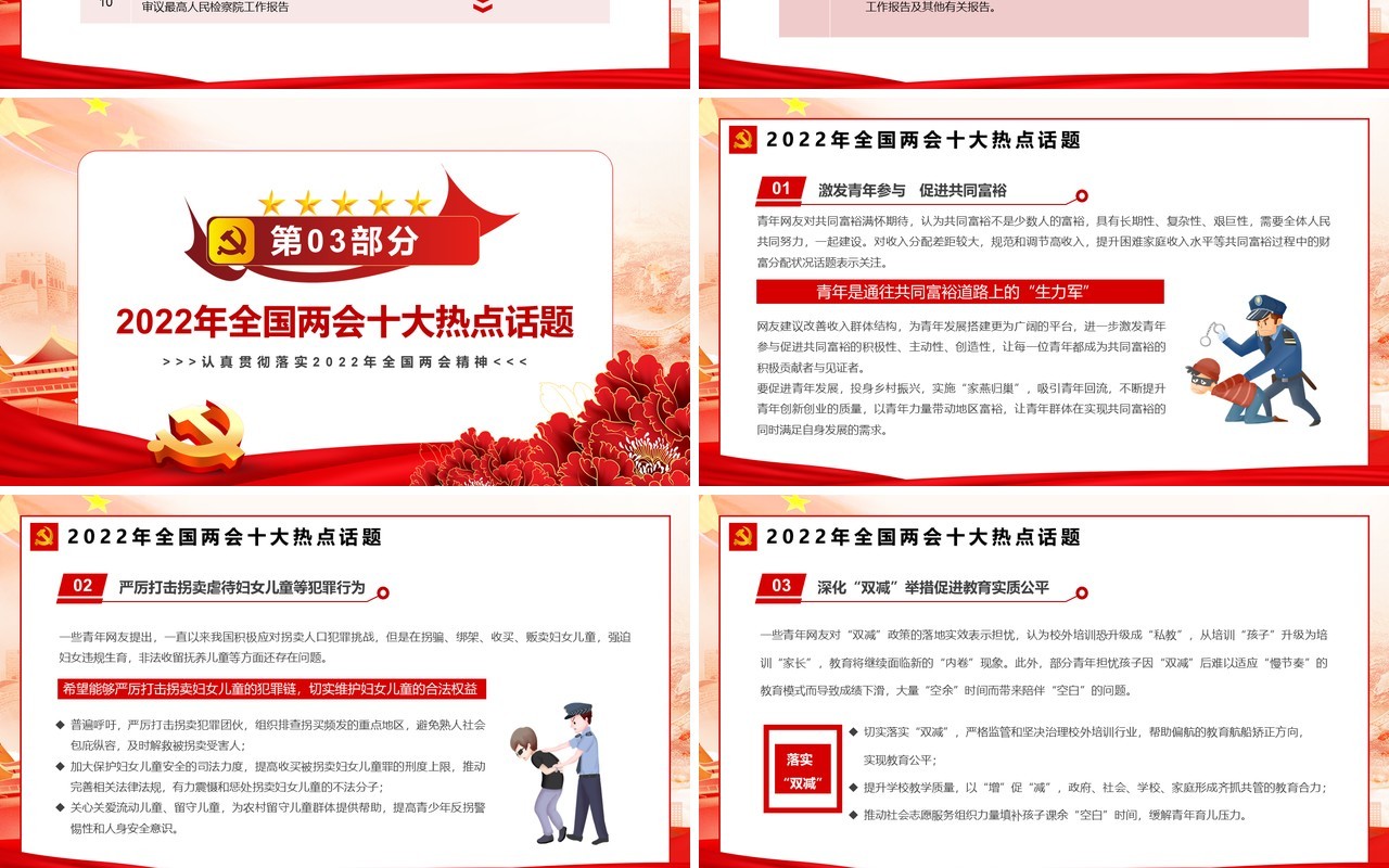 红色简约全国两会新征程传递哪些发展新信号PPT模板