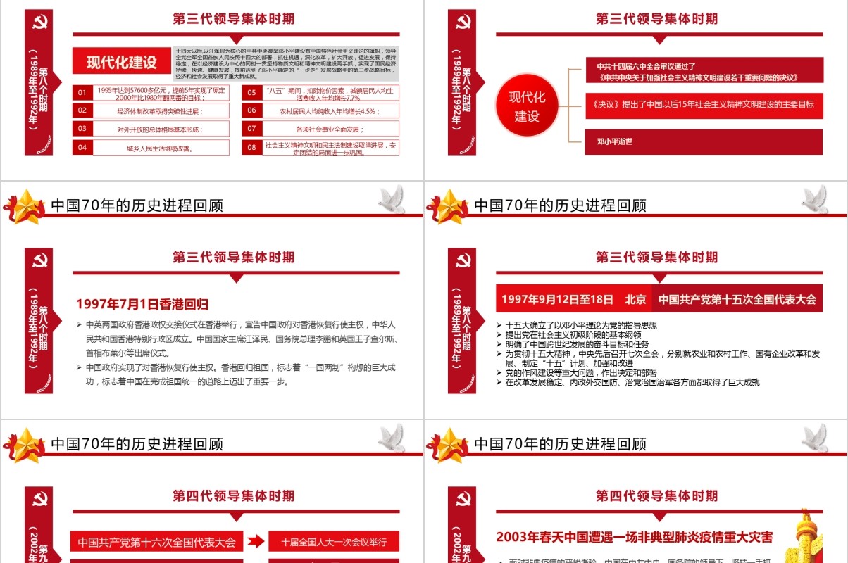 大气建国70周年学新国史党史党课PPT模板含讲稿