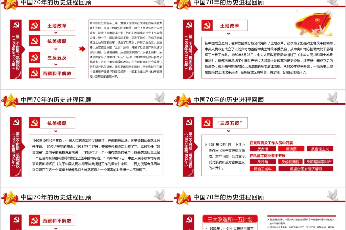 大气建国70周年学新国史党史党课PPT模板含讲稿