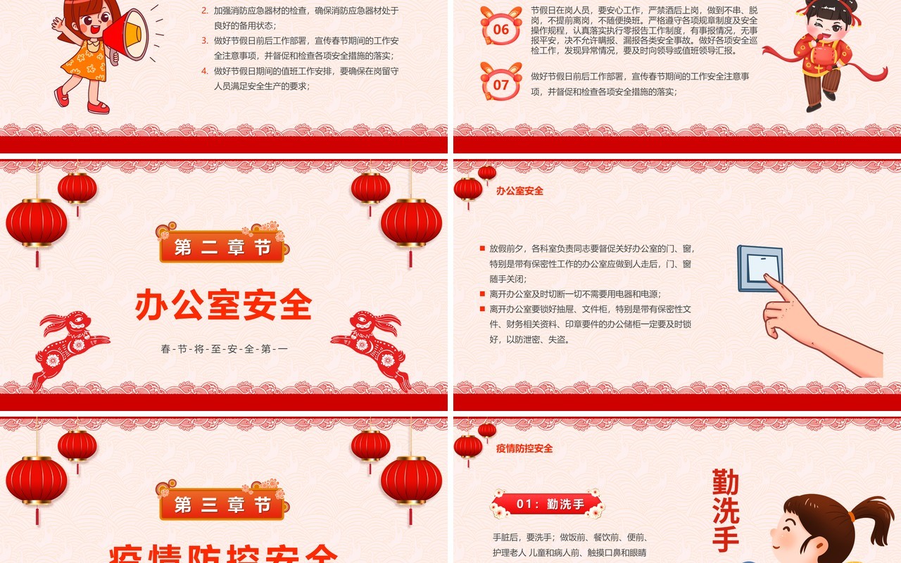 红色中国风2023春节安全培训PPT模板