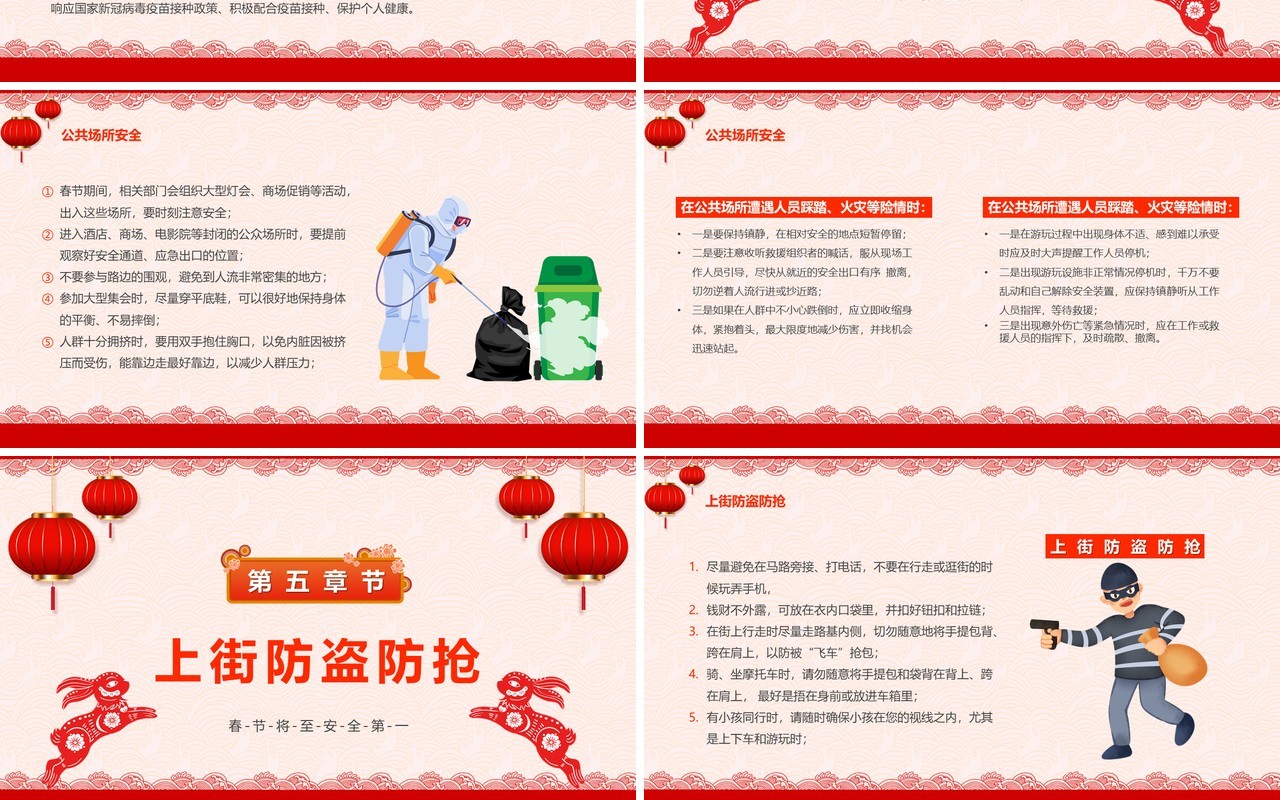 红色中国风2023春节安全培训PPT模板