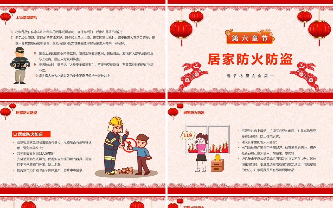 红色中国风2023春节安全培训PPT模板