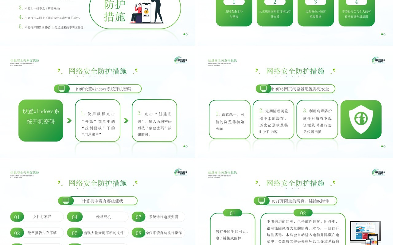 绿色简约风格国家网络安全宣传周知识宣传PPT模板