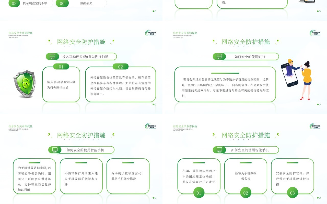 绿色简约风格国家网络安全宣传周知识宣传PPT模板