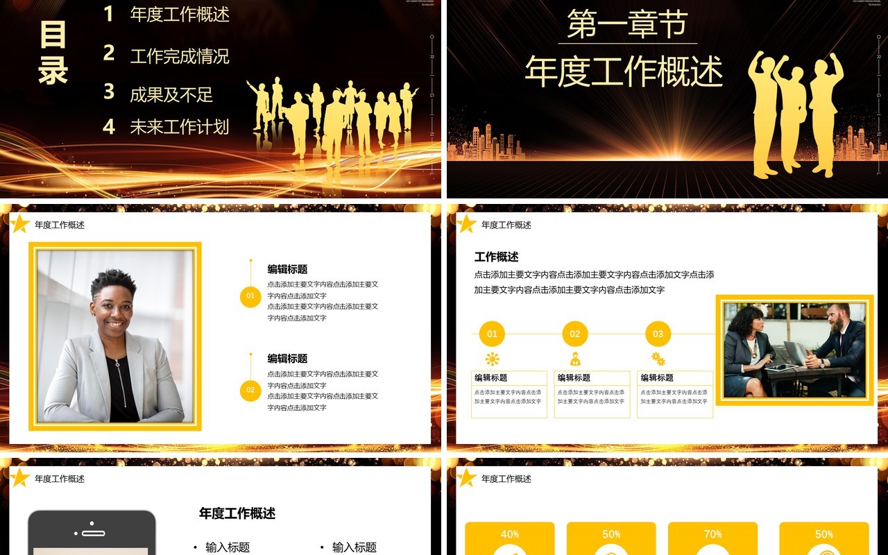黑金大气公司年终工作总结宣传汇报新征程再出发PPT模板