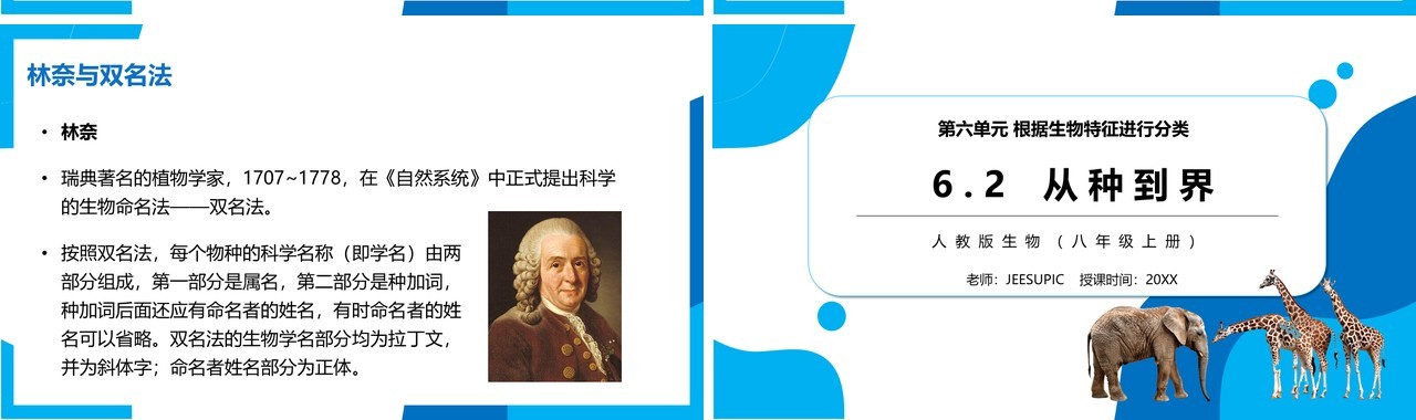 部编版八年级生物上册从种到界PPT模板
