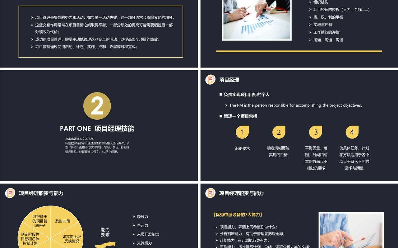 深色企业项目管理流程培训PPT模板