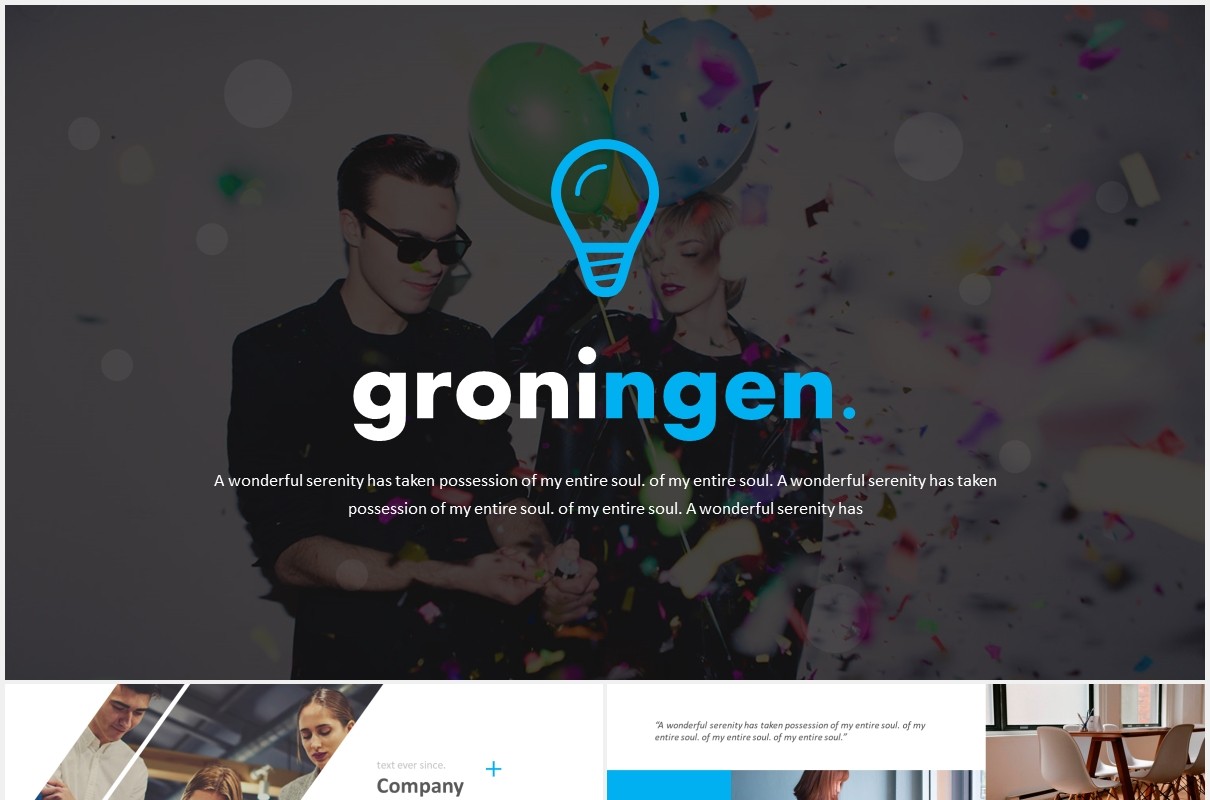 蓝色简约商务项目总结汇报可视化图表PPT素材模板groningen powerpoint template