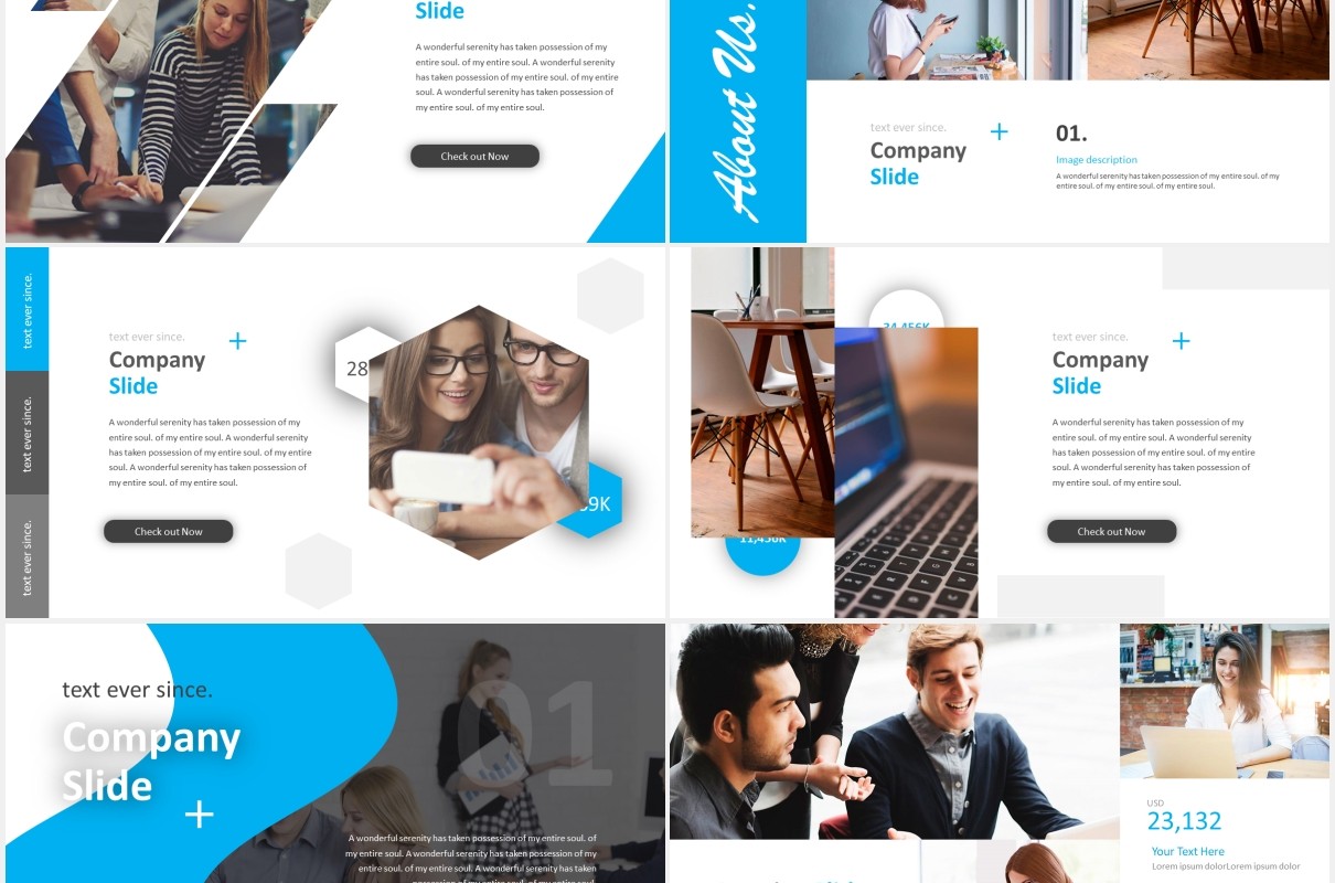 蓝色简约商务项目总结汇报可视化图表PPT素材模板groningen powerpoint template