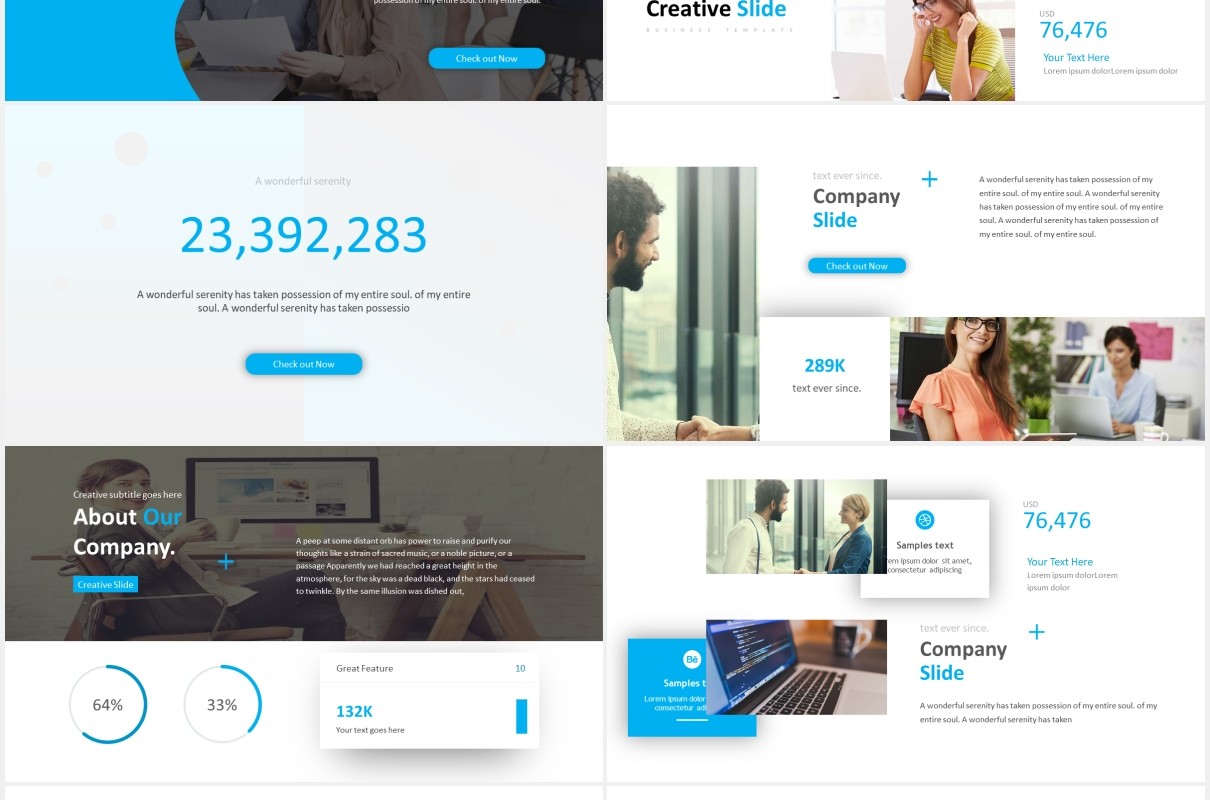 蓝色简约商务项目总结汇报可视化图表PPT素材模板groningen powerpoint template