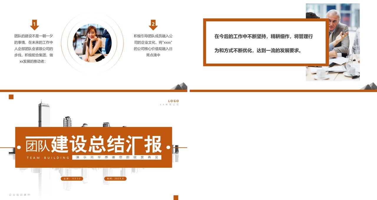 黄色简约风团队建设总结汇报PPT模板