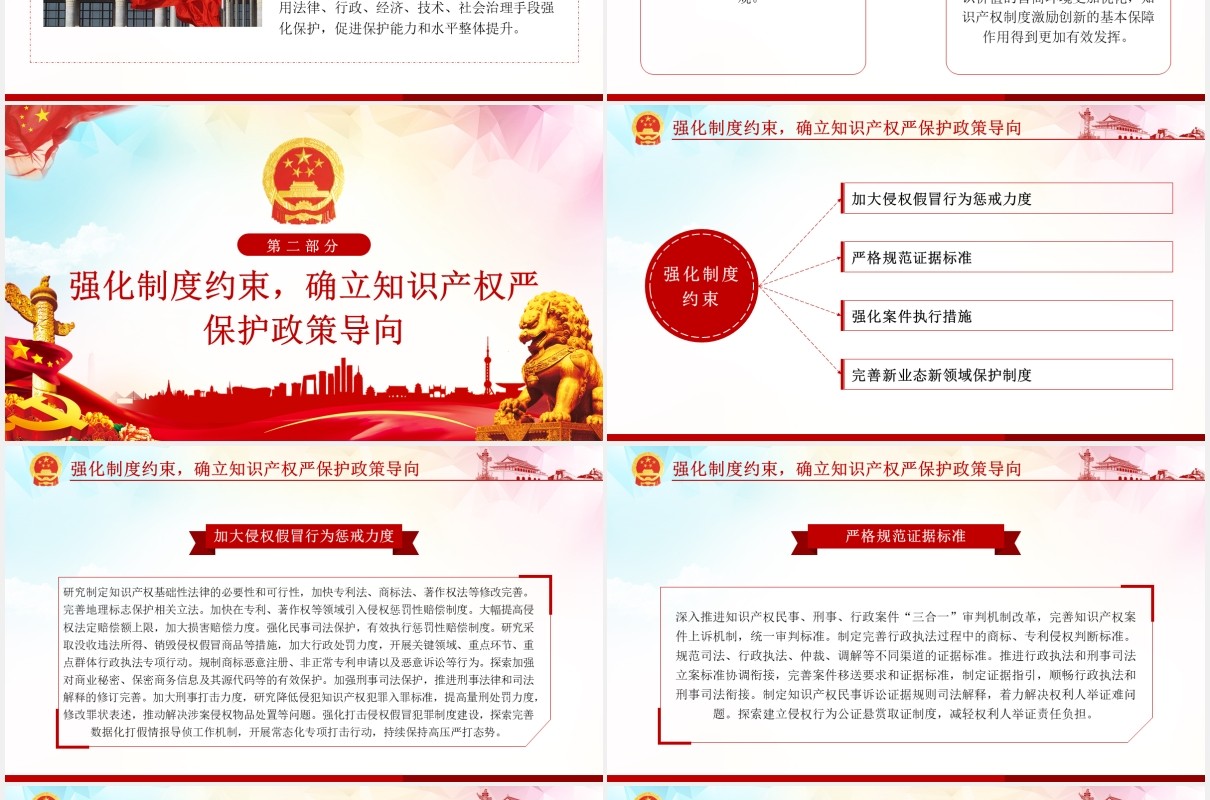 国务院关于强化知识产权保护的意见学习解读党课PPT模板