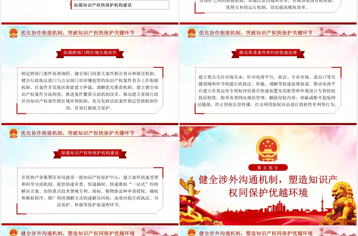 国务院关于强化知识产权保护的意见学习解读党课PPT模板