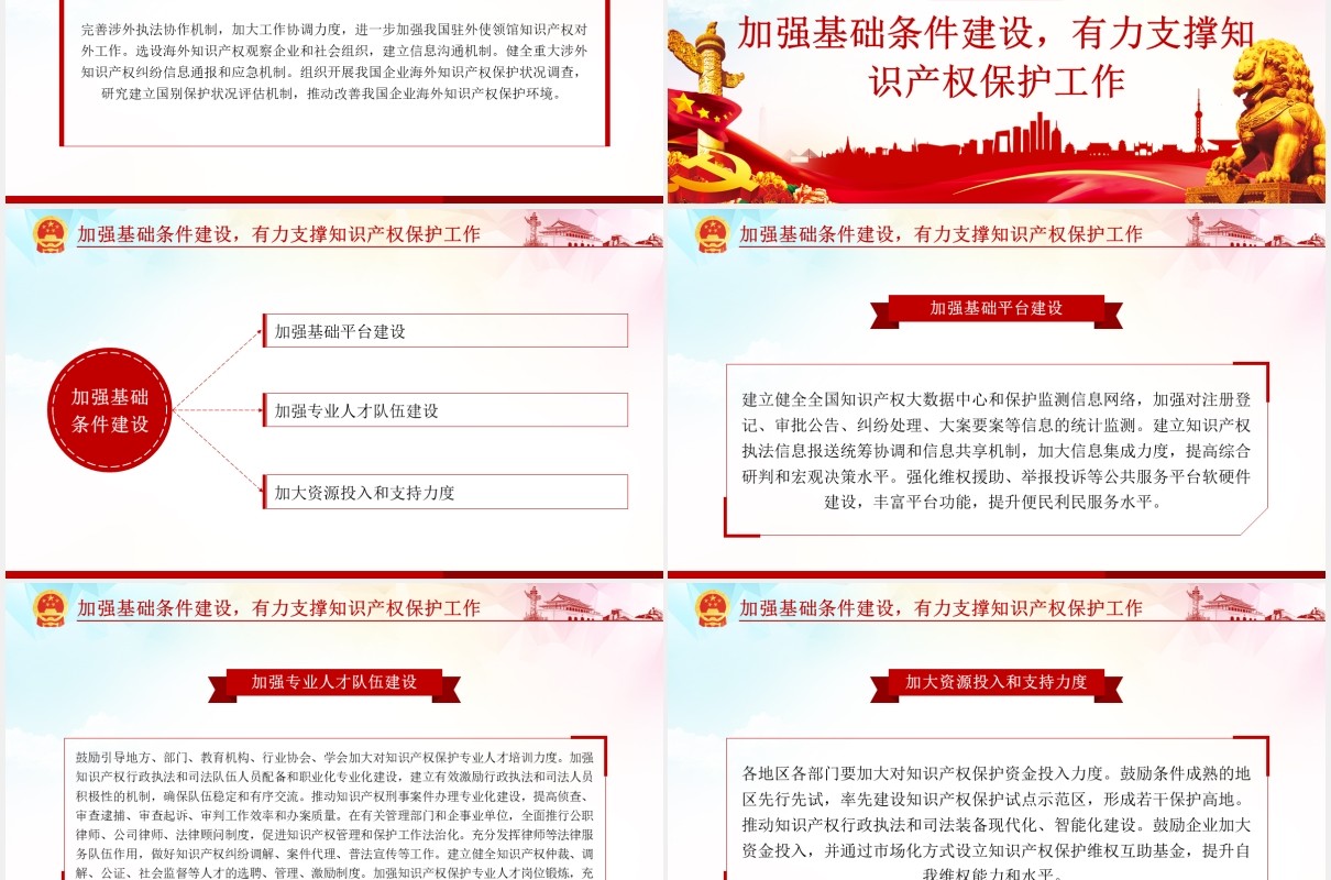 国务院关于强化知识产权保护的意见学习解读党课PPT模板