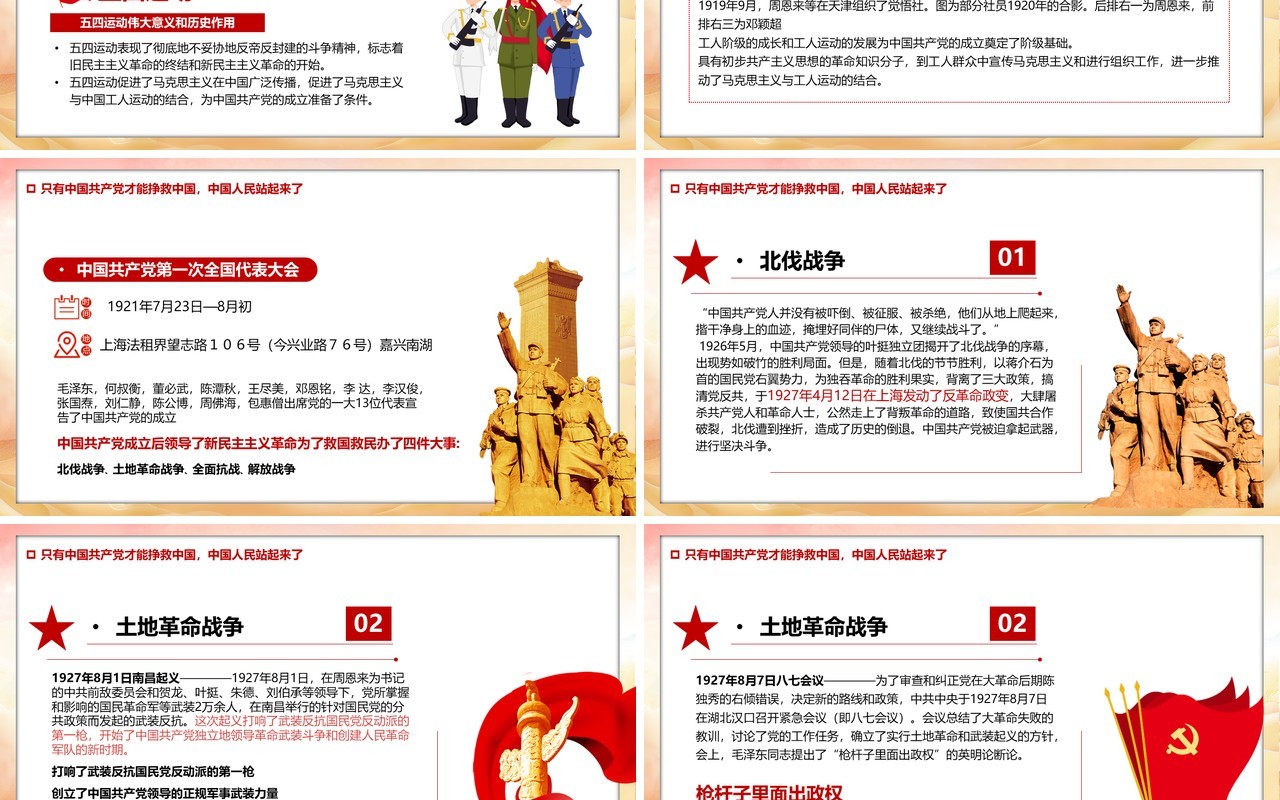 红色党政风中共党史专题讲座汇报PPT模板