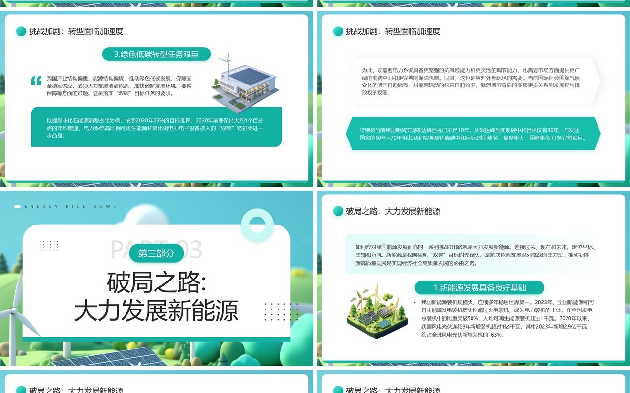 绿色清新风更好端牢能源的饭碗PPT模板