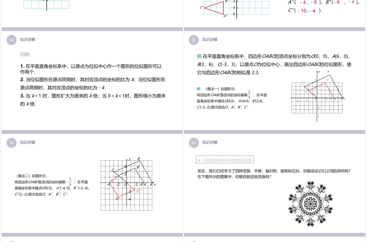 部编版九年级数学下册平面直角坐标系中的位似课件PPT模板