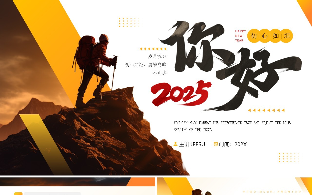 橙色商务励志风你好2025PPT通用模板