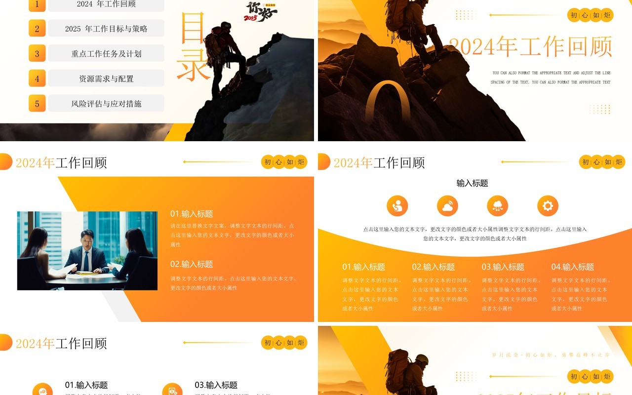 橙色商务励志风你好2025PPT通用模板