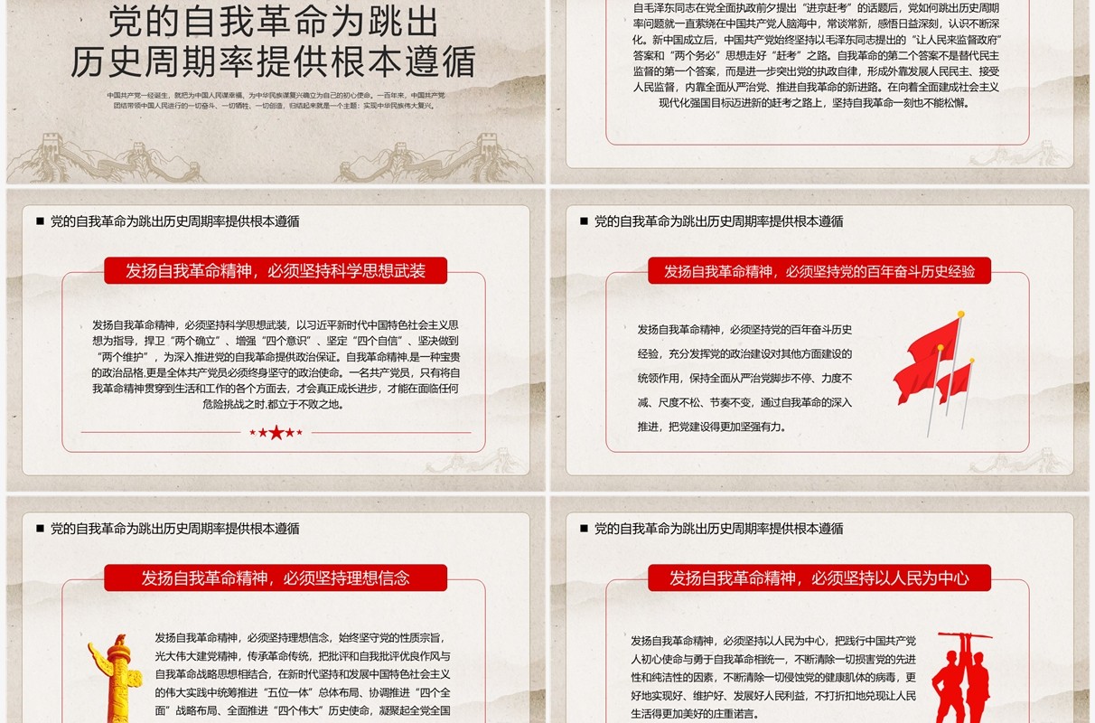 简约中国风党的自我革命战略思想PPT模板