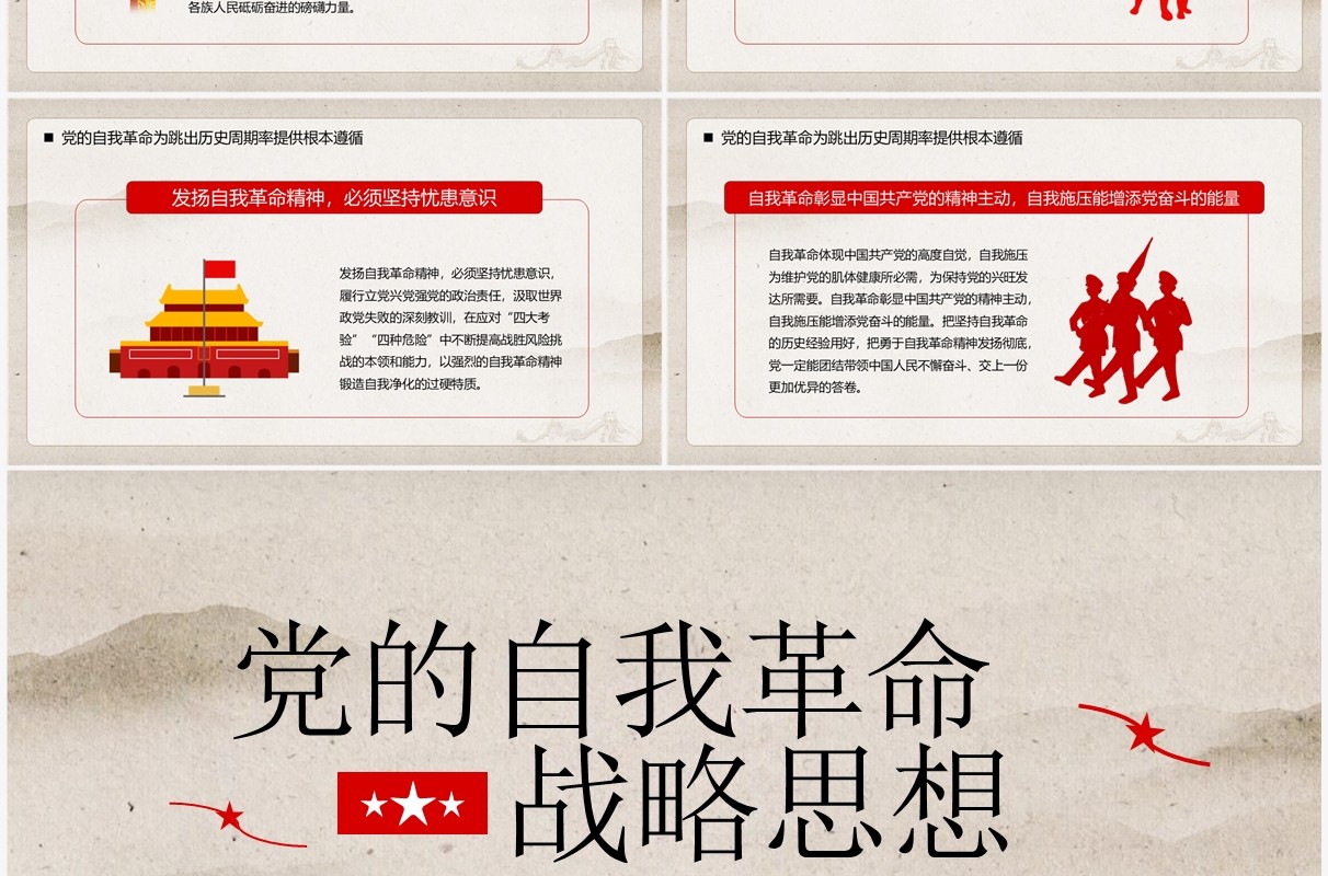 简约中国风党的自我革命战略思想PPT模板