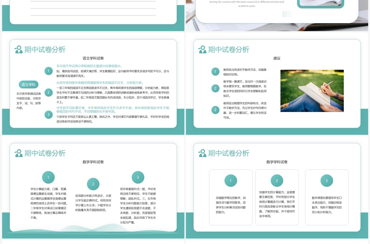 绿色期中考试成绩质量分析会PPT模板