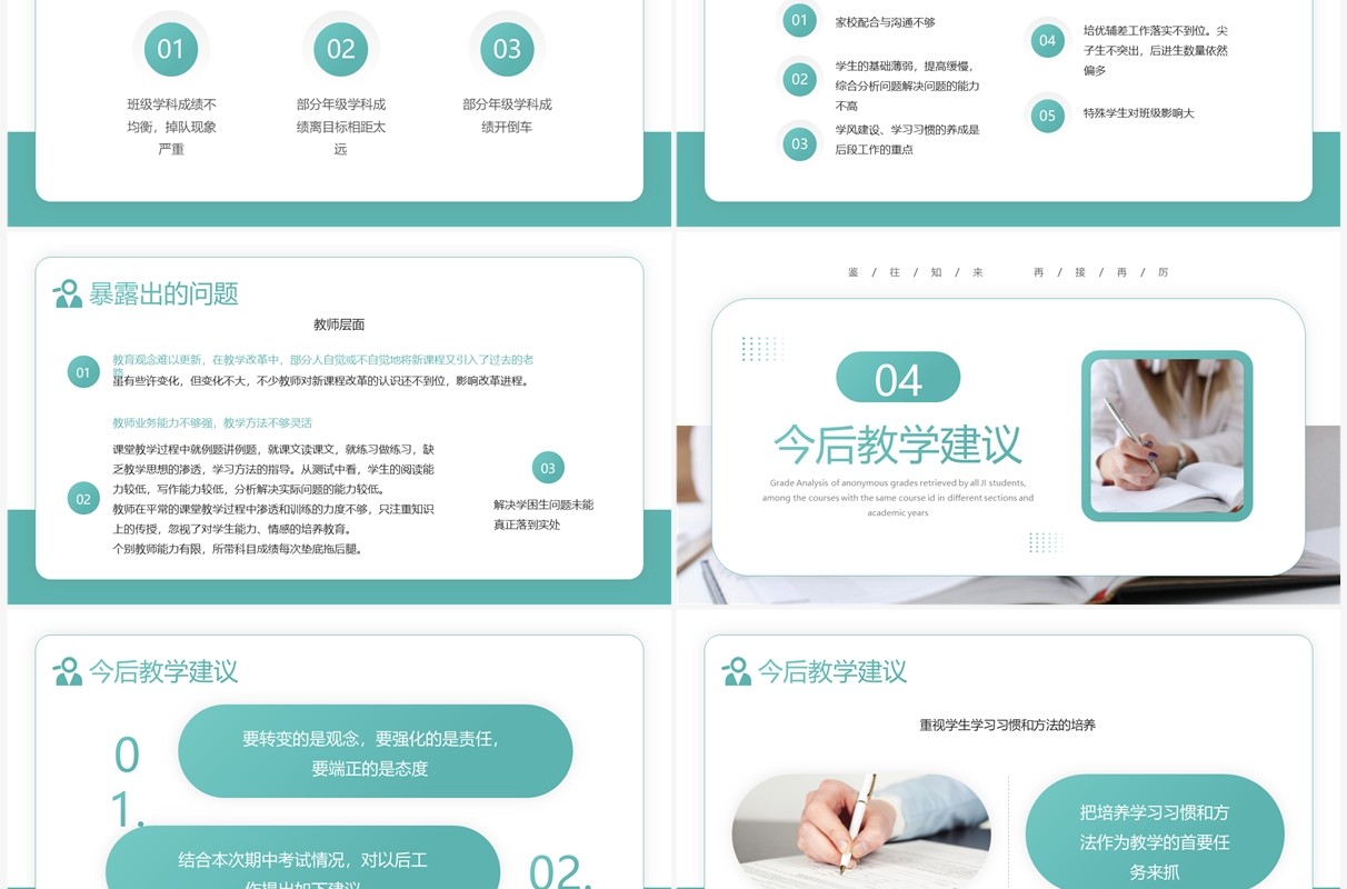 绿色期中考试成绩质量分析会PPT模板