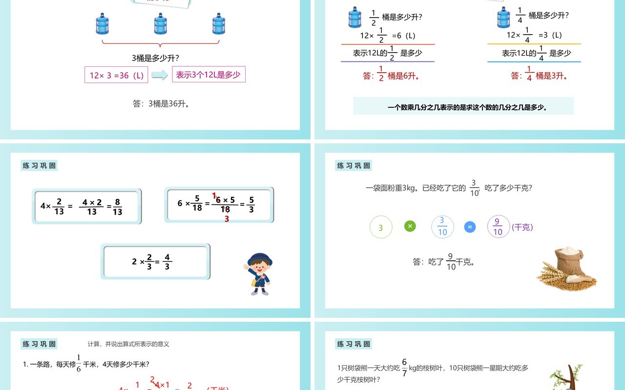 部编版六年级数学上册分数乘法的意义课件PPT模板