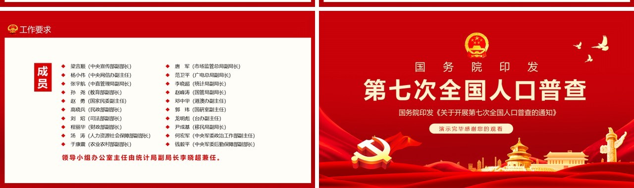 国务院印发关于开展第七次全国人口普查的通知PPT模板