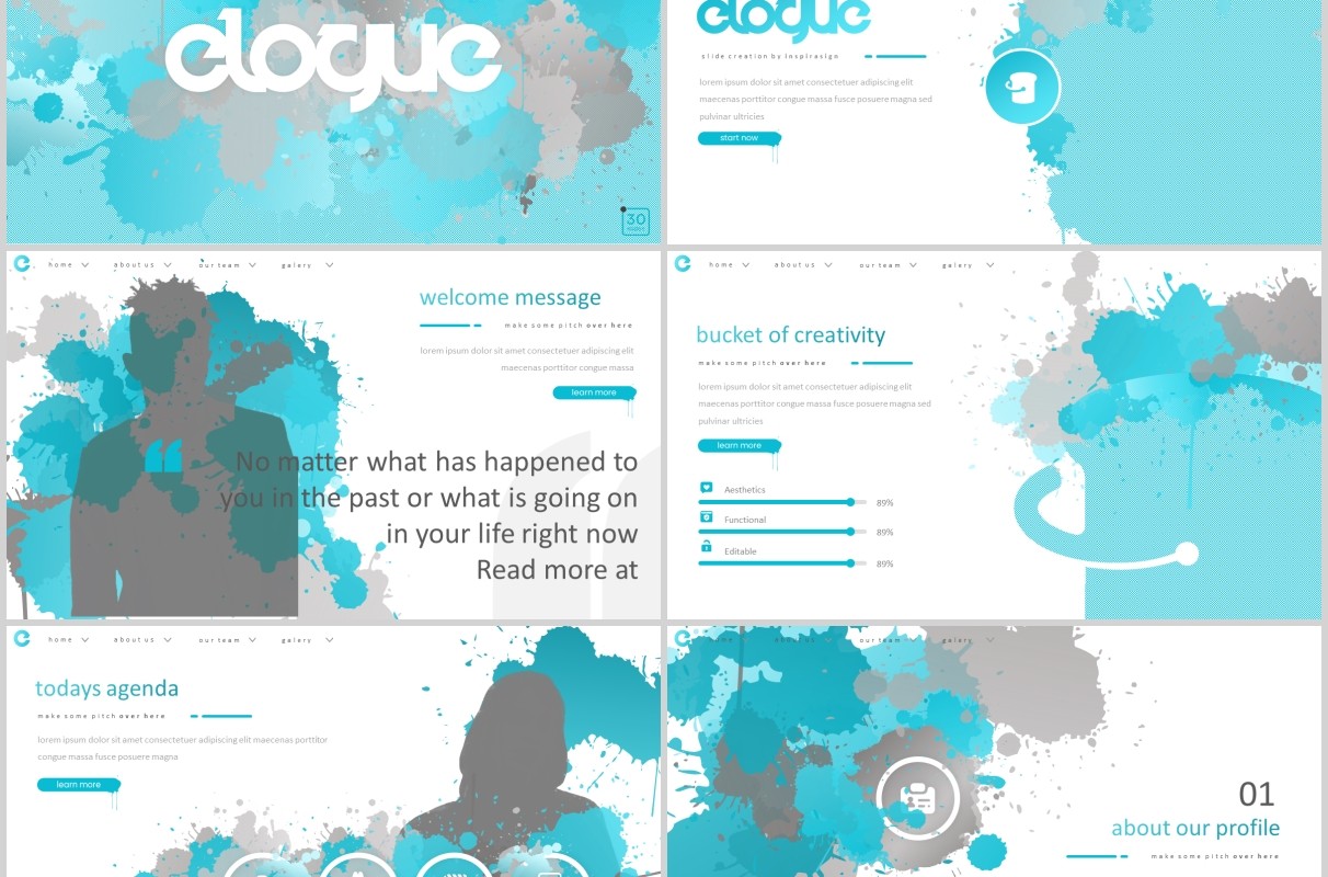 创意个性水墨个人简历竞聘求职工作汇报PPT模板Elogue - Powerpoint Template