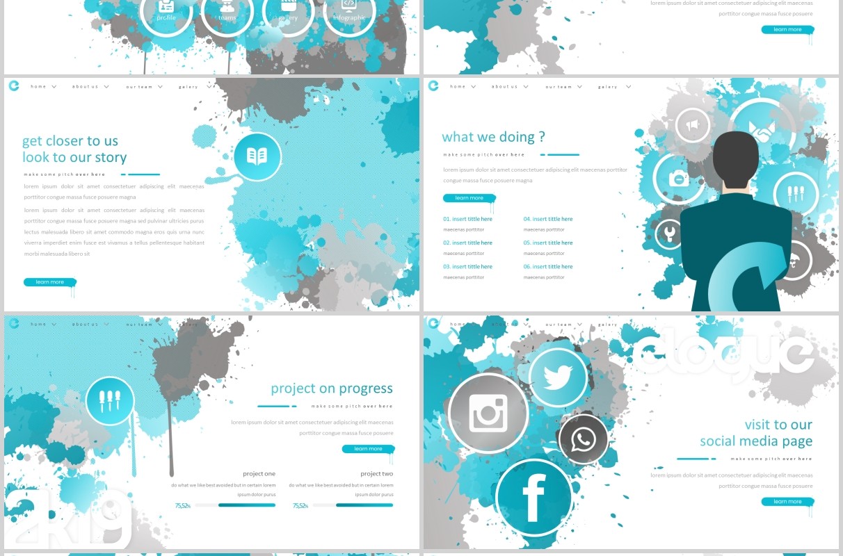 创意个性水墨个人简历竞聘求职工作汇报PPT模板Elogue - Powerpoint Template