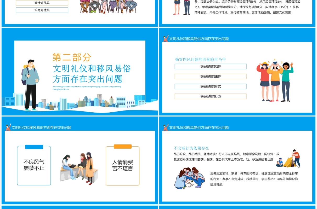 倡导文明礼仪践行移风易俗提高人民思想觉悟道德水准文明素养动态PPT模板