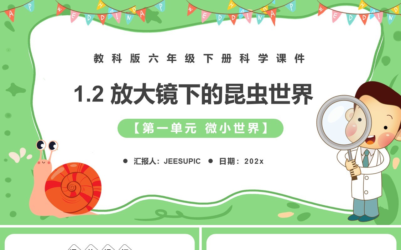 教科版六年级科学下册放大镜下的昆虫世界课件PPT模板