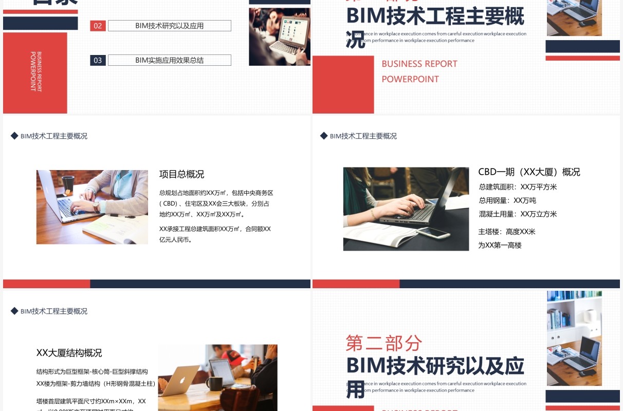 工程项目BIM技术研究和应用动态PPT模板