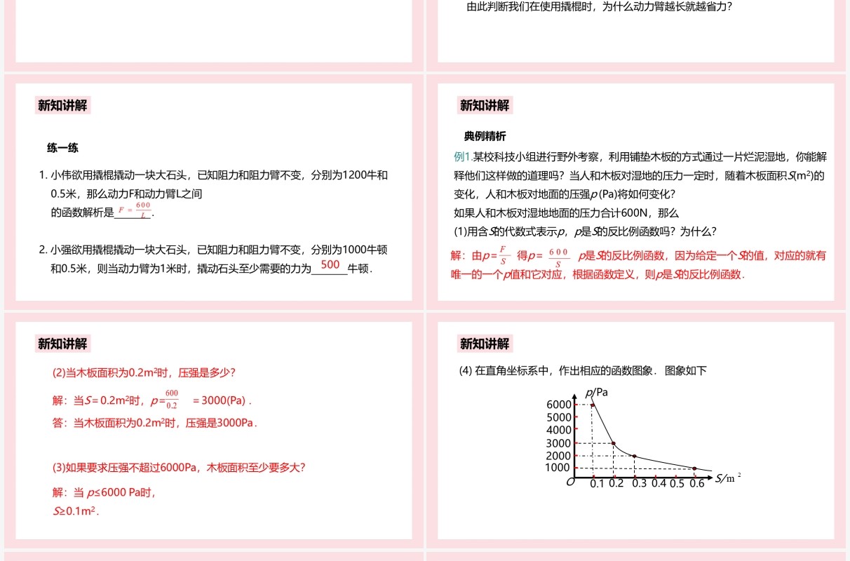 部编版九年级数学下册实际问题与反比例函数课件PPT模板