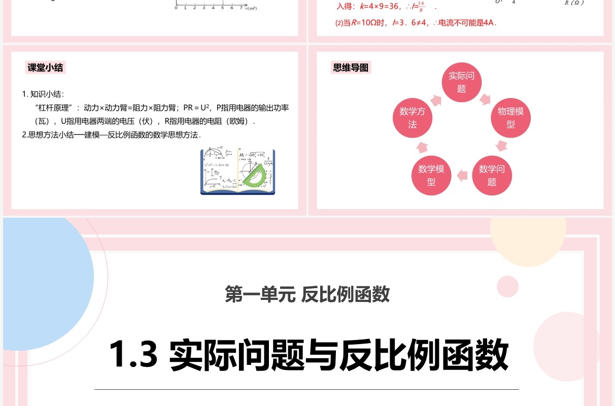 部编版九年级数学下册实际问题与反比例函数课件PPT模板