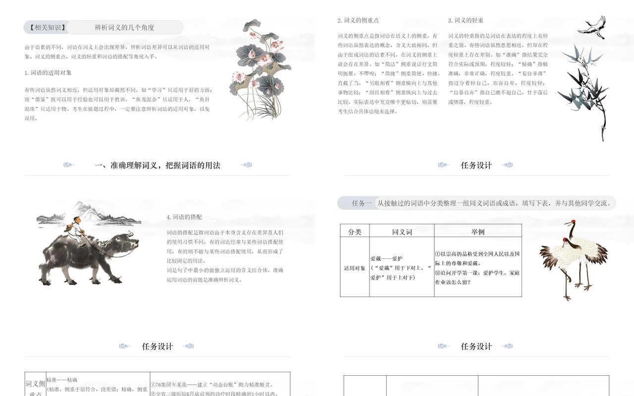 部编版高中语文必修一词义的辨析和词语使用课件PPT模板