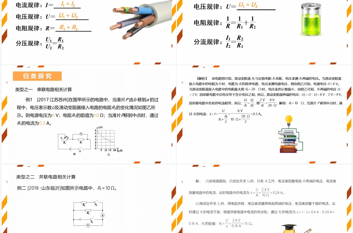 部编版九年级物理全册欧姆定律相关计算课件PPT模板
