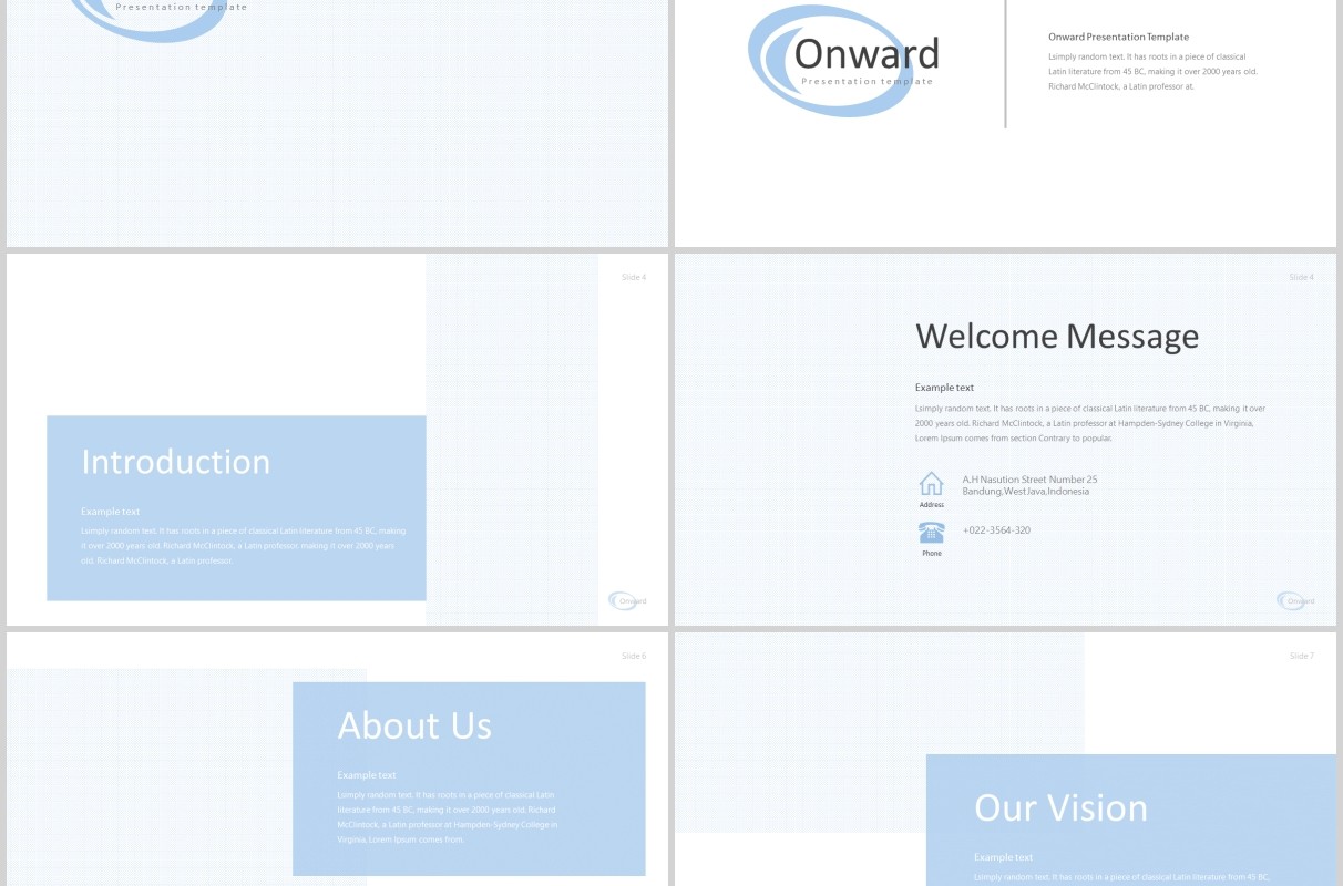 蓝色简约公司简介PPT模板onward powerpoint template