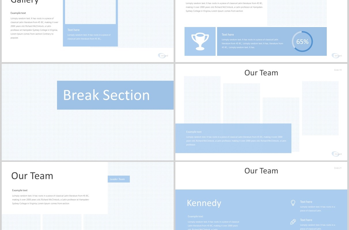 蓝色简约公司简介PPT模板onward powerpoint template