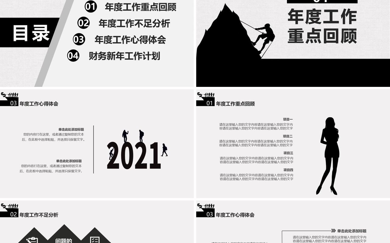 商务风财务部年终工作总结报告通用PPT模板