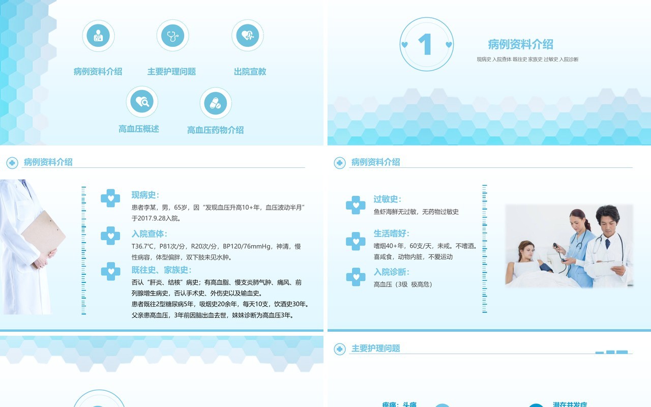 简约高血压护理查房PPT模板
