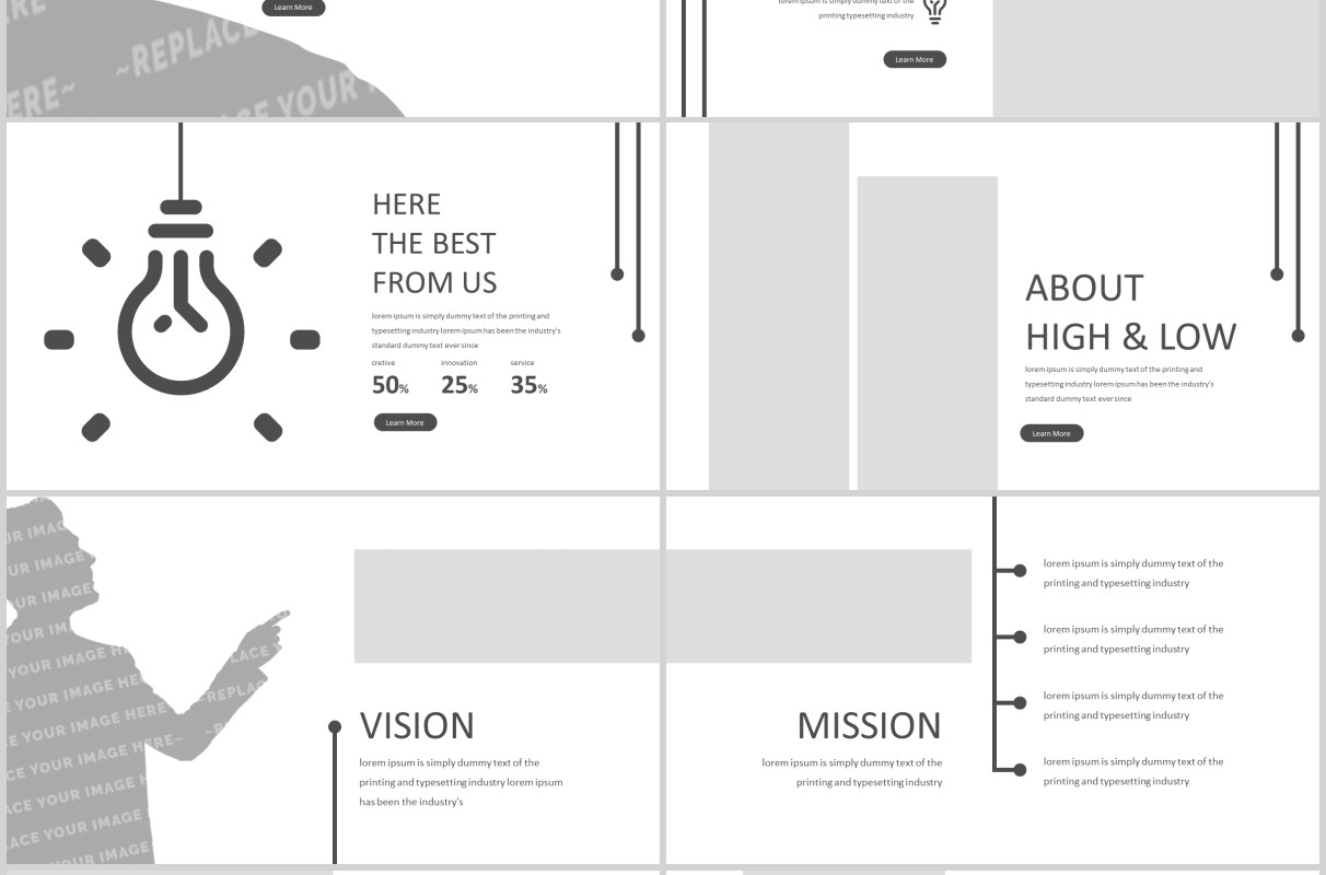 高端简约公司简介项目产品介绍PPT模板版式设计High&Low Powerpoint Template