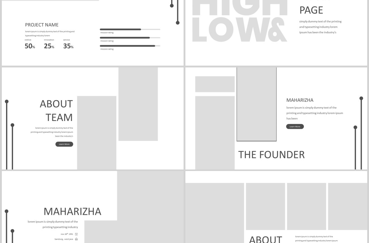 高端简约公司简介项目产品介绍PPT模板版式设计High&Low Powerpoint Template