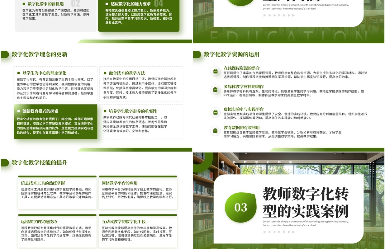 绿色简约风教师数字化转型理解与感悟PPT模板