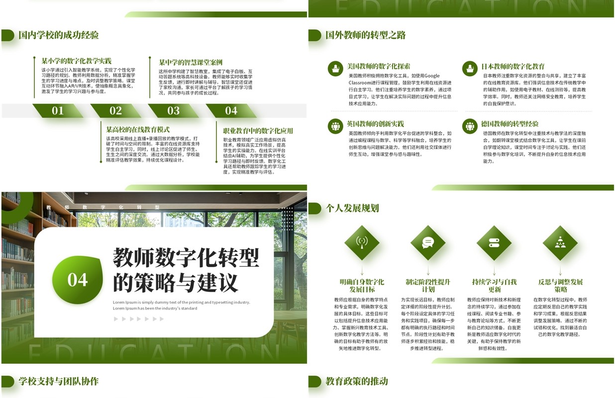 绿色简约风教师数字化转型理解与感悟PPT模板