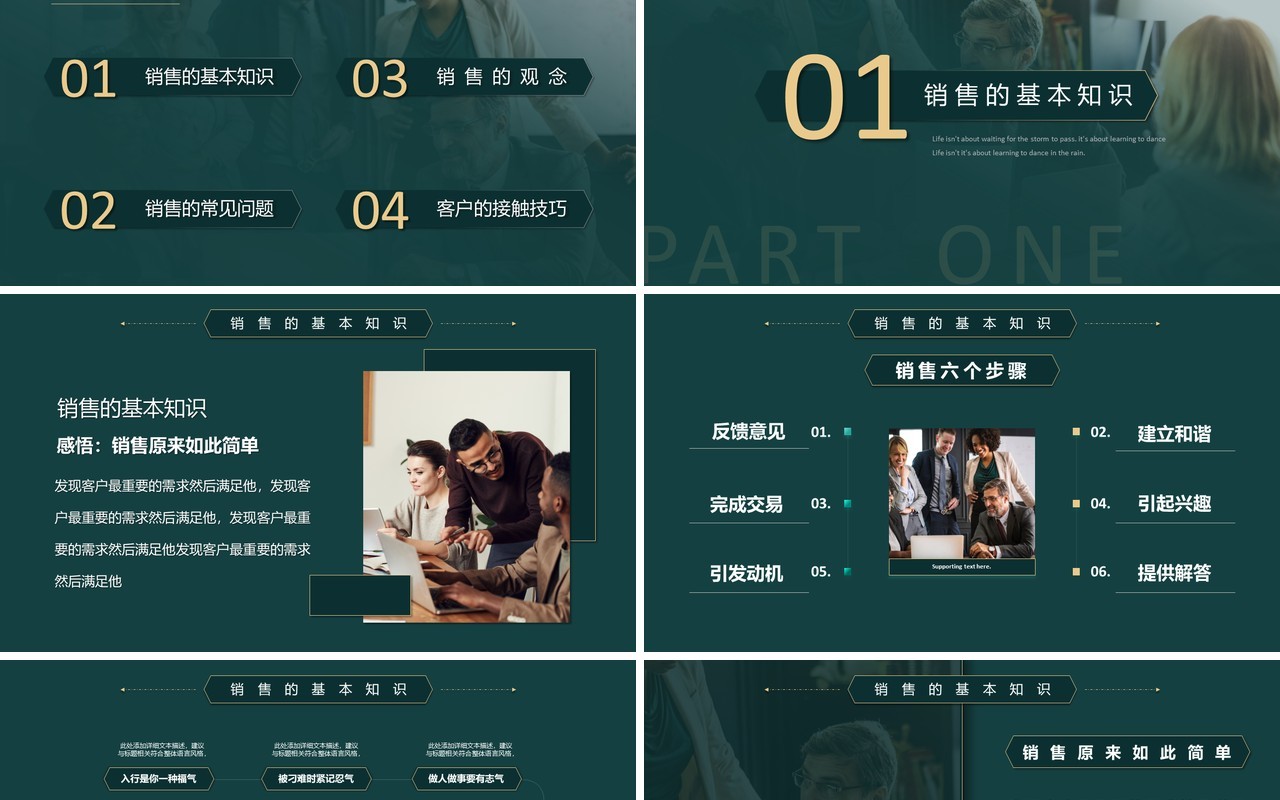 绿色简约风市场销售技巧培训PPT模板