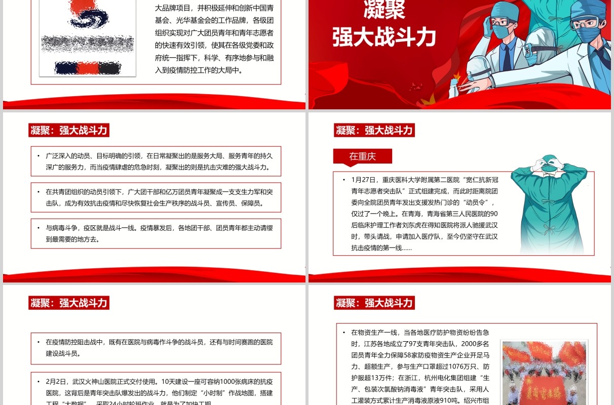 战疫中的五四共青团组织共青战疫党课党建党政ppt模板